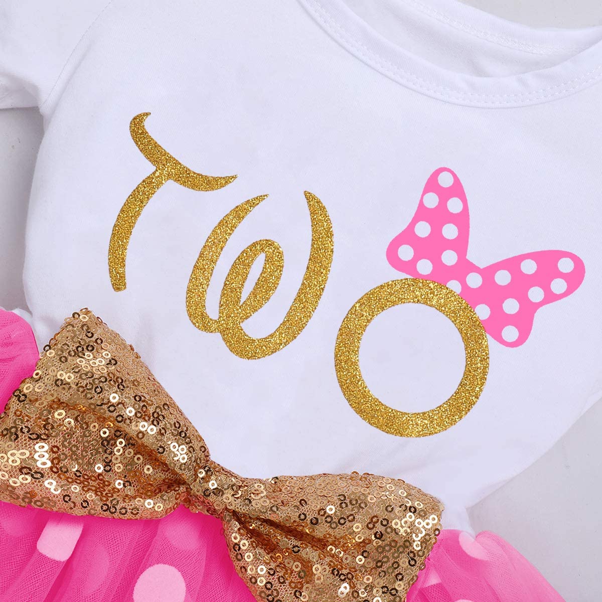 ODASDO Baby Girl It’s My 1st / 2nd Birthday Dress Matching Shiny Sequin Bowknot Headband Cake Smas