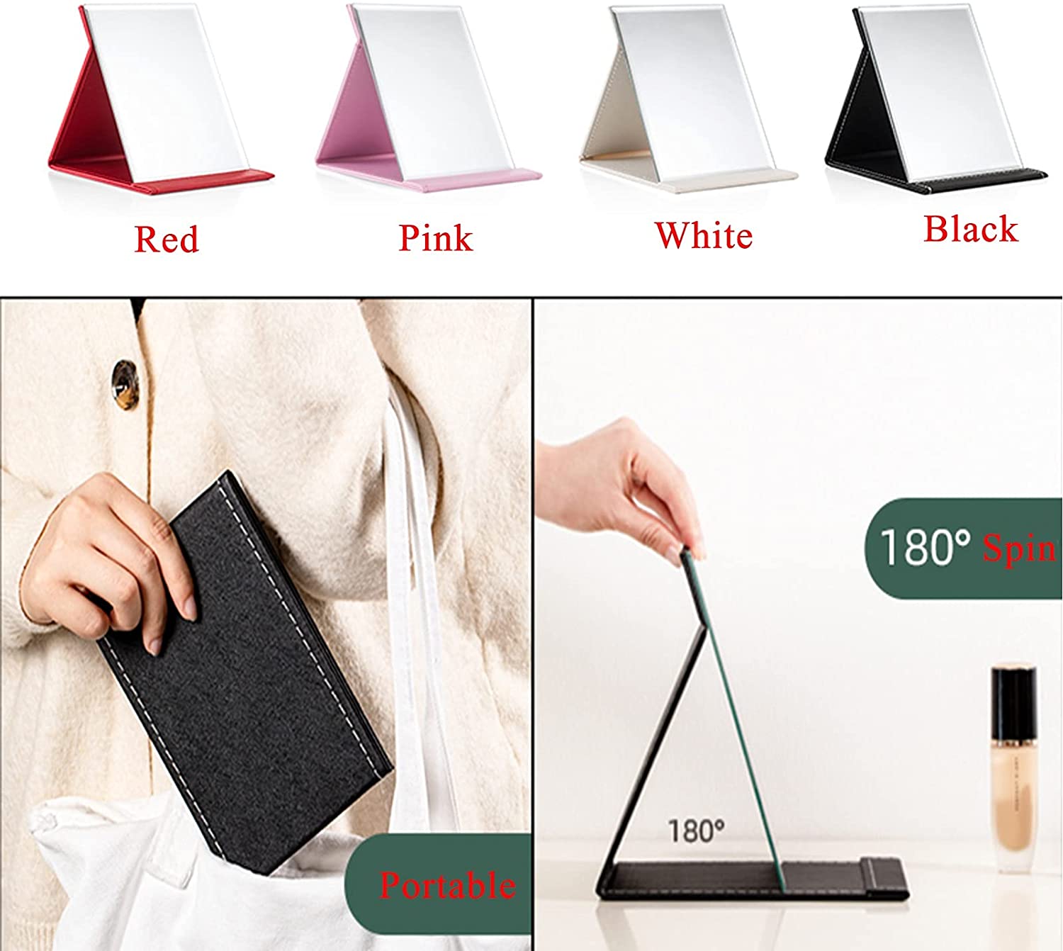L-KCBTY Vanity Mirror Makeup Mirror Travel Mirror Portable Mirror,Desktop Mirror with Stand,Perfect