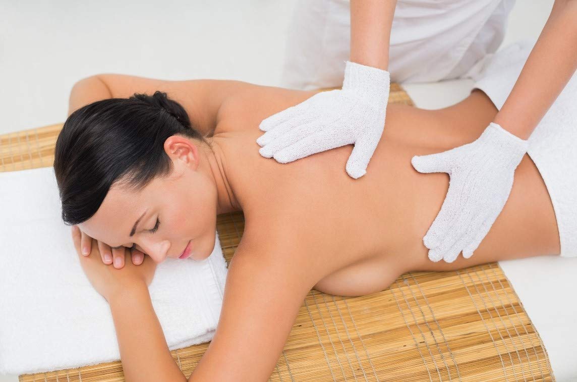 ATB 4 Pairs Exfoliating Gloves - Premium Scrub Wash Mitt for Bath or Shower - Luxury Spa Exfoliation