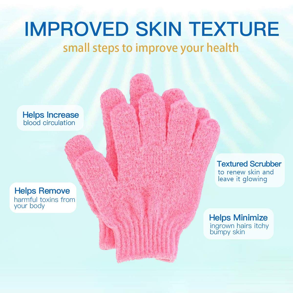 ATB 4 Pairs Exfoliating Gloves - Premium Scrub Wash Mitt for Bath or Shower - Luxury Spa Exfoliation
