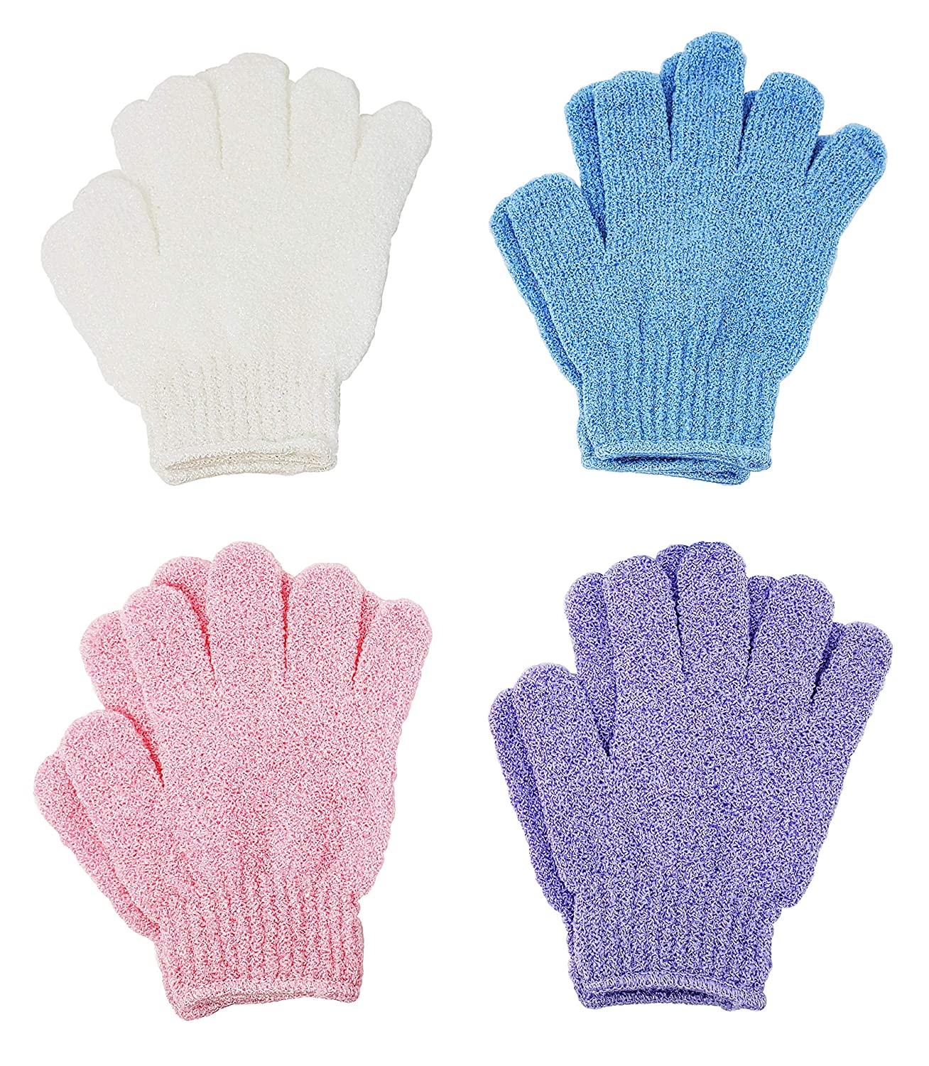 ATB 4 Pairs Exfoliating Gloves - Premium Scrub Wash Mitt for Bath or Shower - Luxury Spa Exfoliation