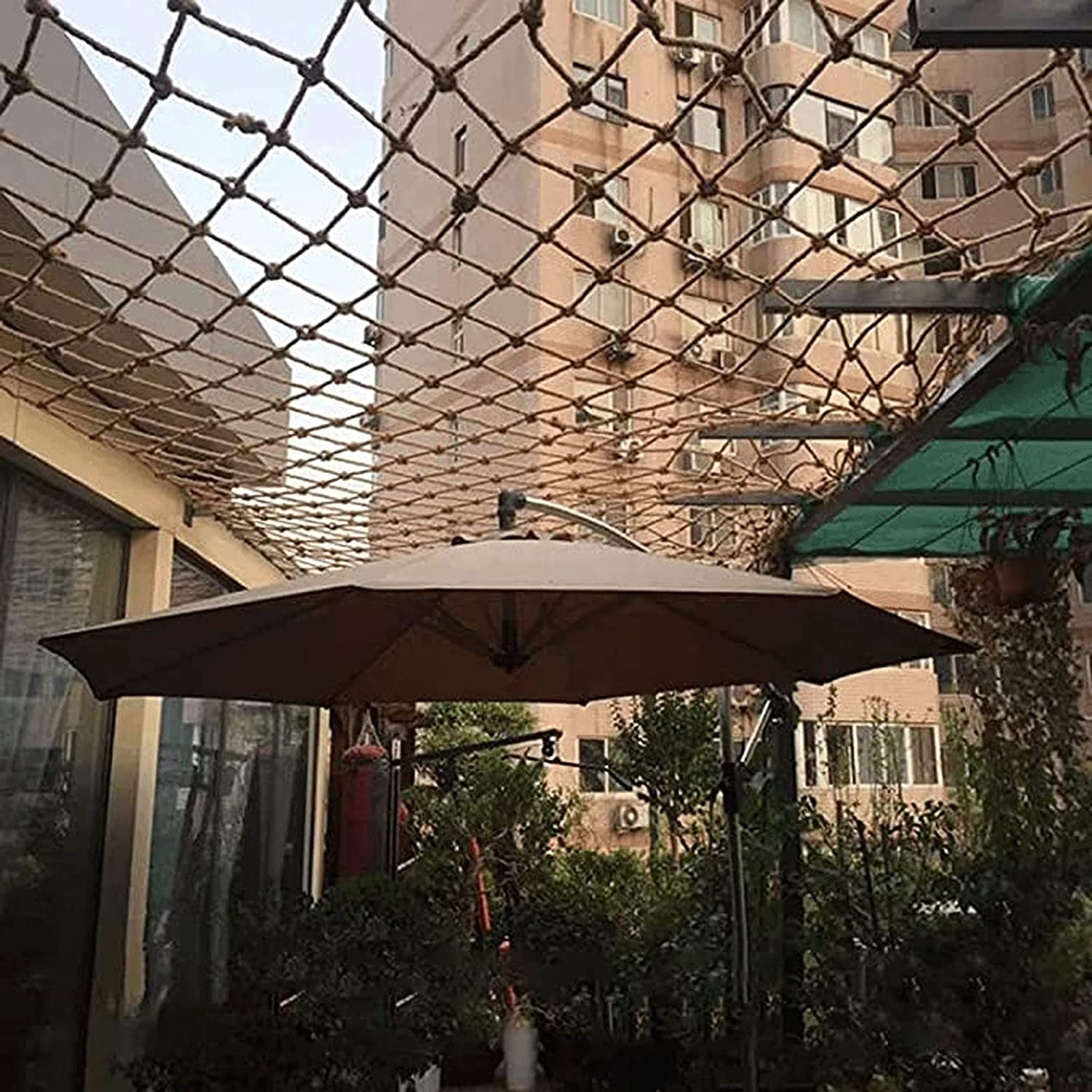 Hemp Rope Net Outdoor Swing Treehouse Plant Climbing Net Indoor Outdoor Balcony Terrace Fence Safety