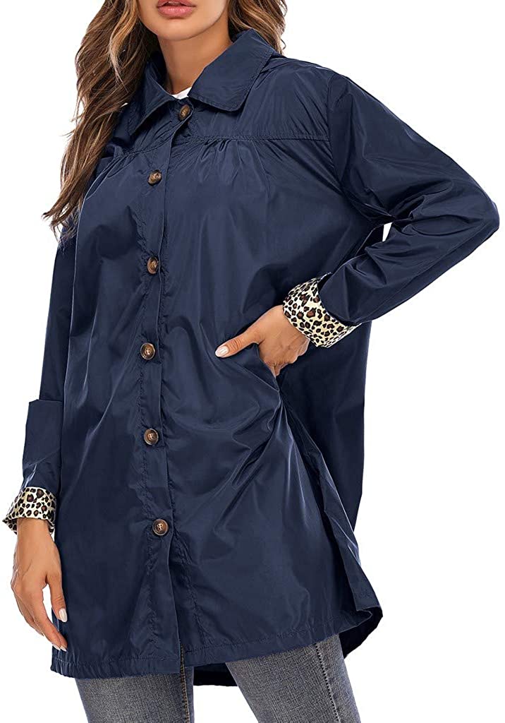 Dosoop Women Hooded Waterproof Zipper Mid-Length Windproof Hooded Long Raincoat Outdoor Jacket Warm 