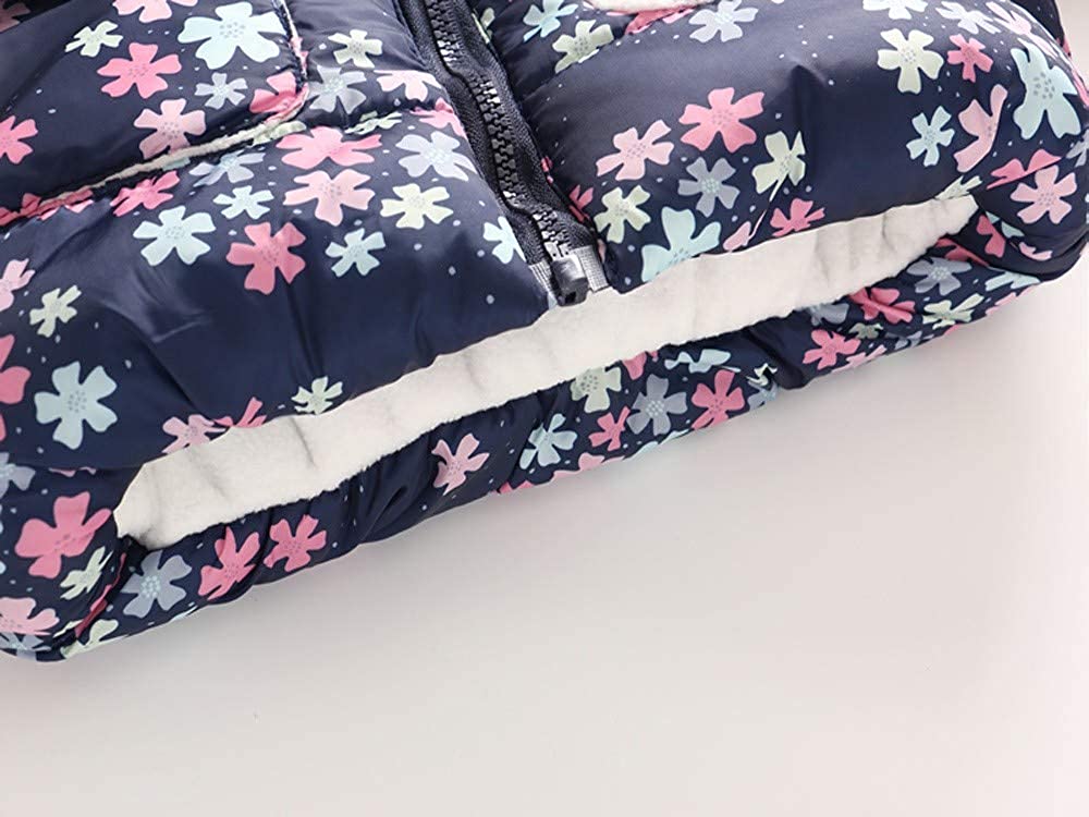 Franterd Winter Coat Little Boys Girls Floral Lightweight Warm Jacket Windproof Zipper Pockets Hoode