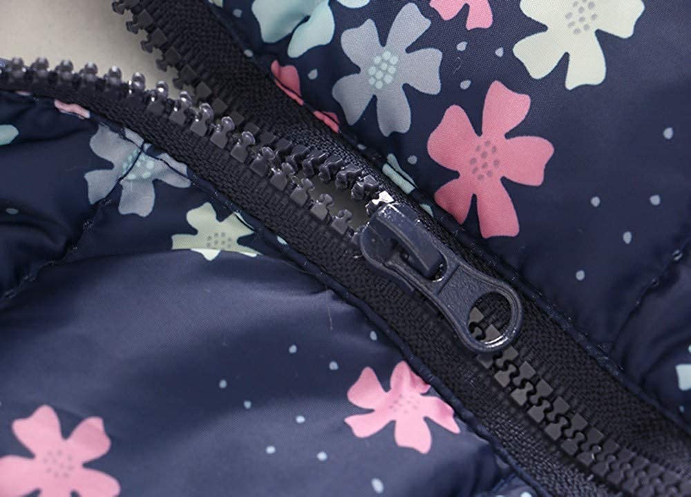 Franterd Winter Coat Little Boys Girls Floral Lightweight Warm Jacket Windproof Zipper Pockets Hoode