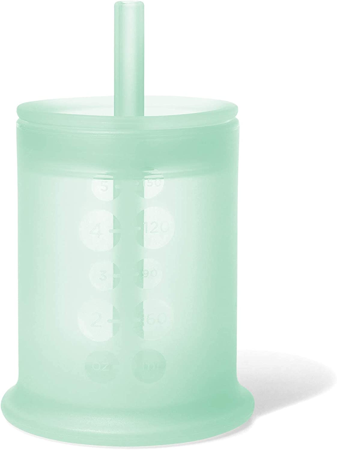 Olababy 100% Silicone Training Cup with Straw Lid (Mint) and Training Spoon Set Bundle