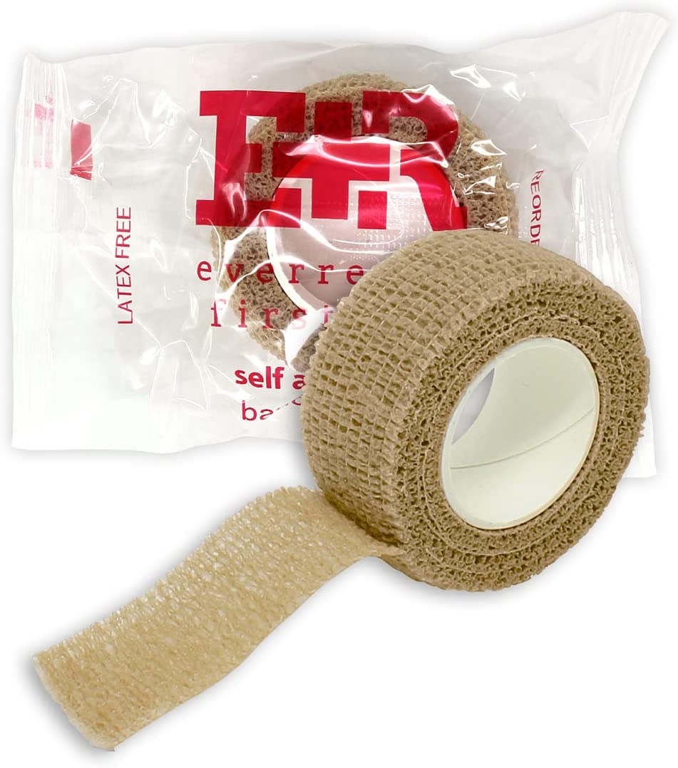 Ever Ready First Aid Self Adherent Cohesive Wrap Bandages 1” x 5 Yards for First Aid, Sprains, Swe