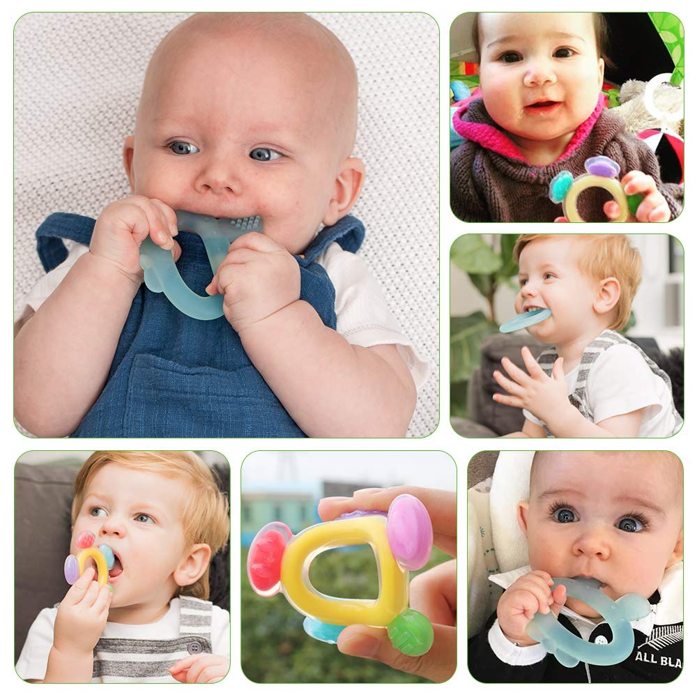 haakaa Silicone Baby Teethers Set - Baby Teething Toys Soft & Flexible for Teething Baby 3 Months+ S
