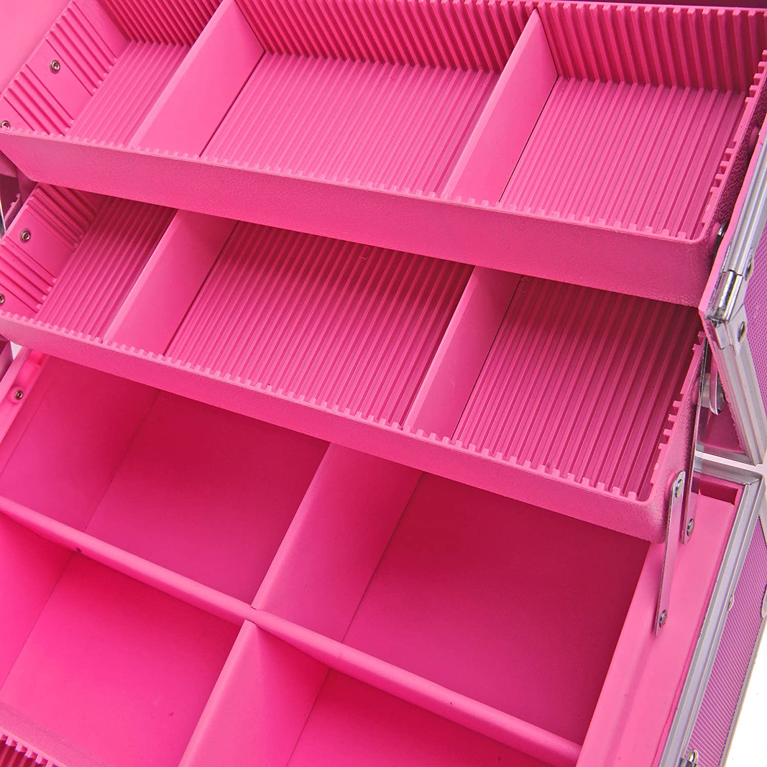 SHANY Essential Pro Makeup Train Case with Shoulder Strap and Locks - Pink