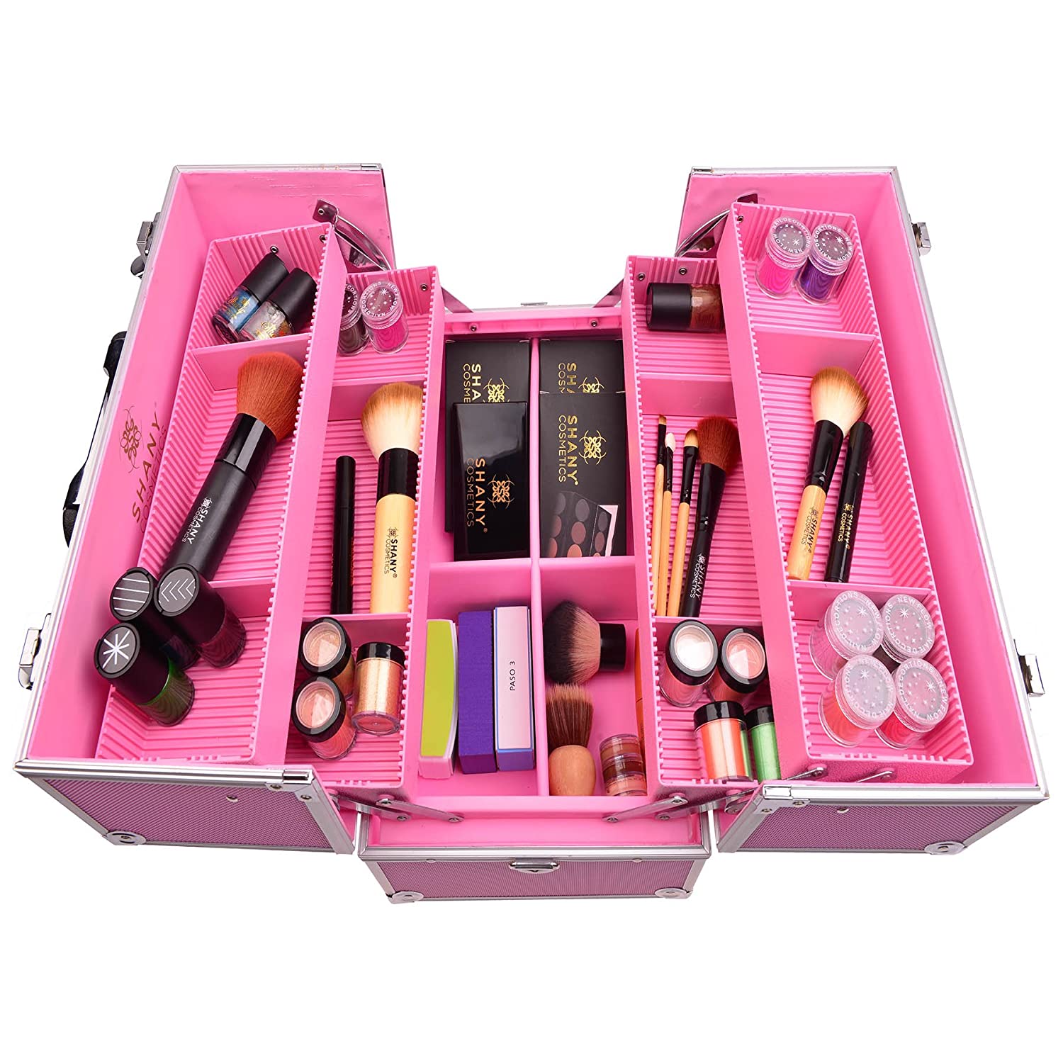 SHANY Essential Pro Makeup Train Case with Shoulder Strap and Locks - Pink