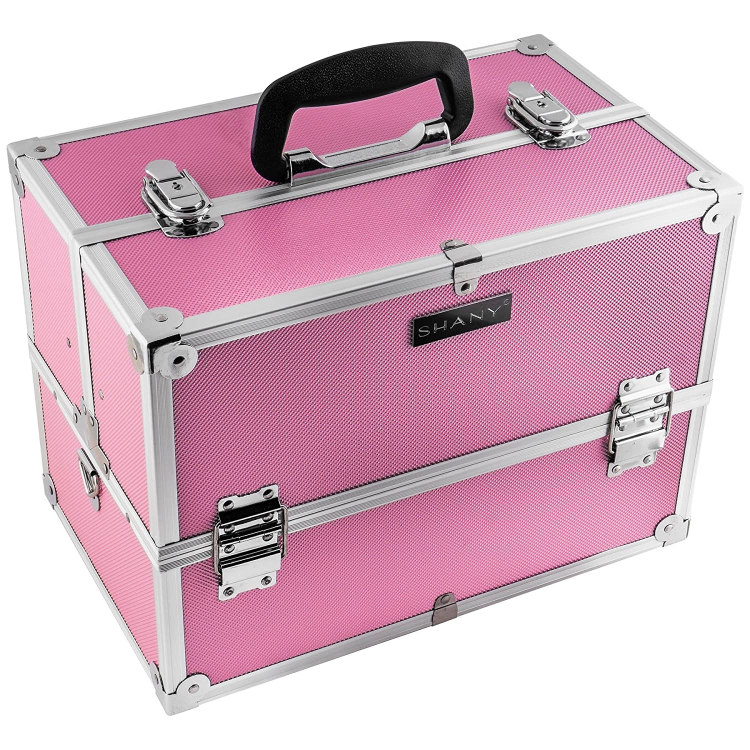 SHANY Essential Pro Makeup Train Case with Shoulder Strap and Locks - Pink