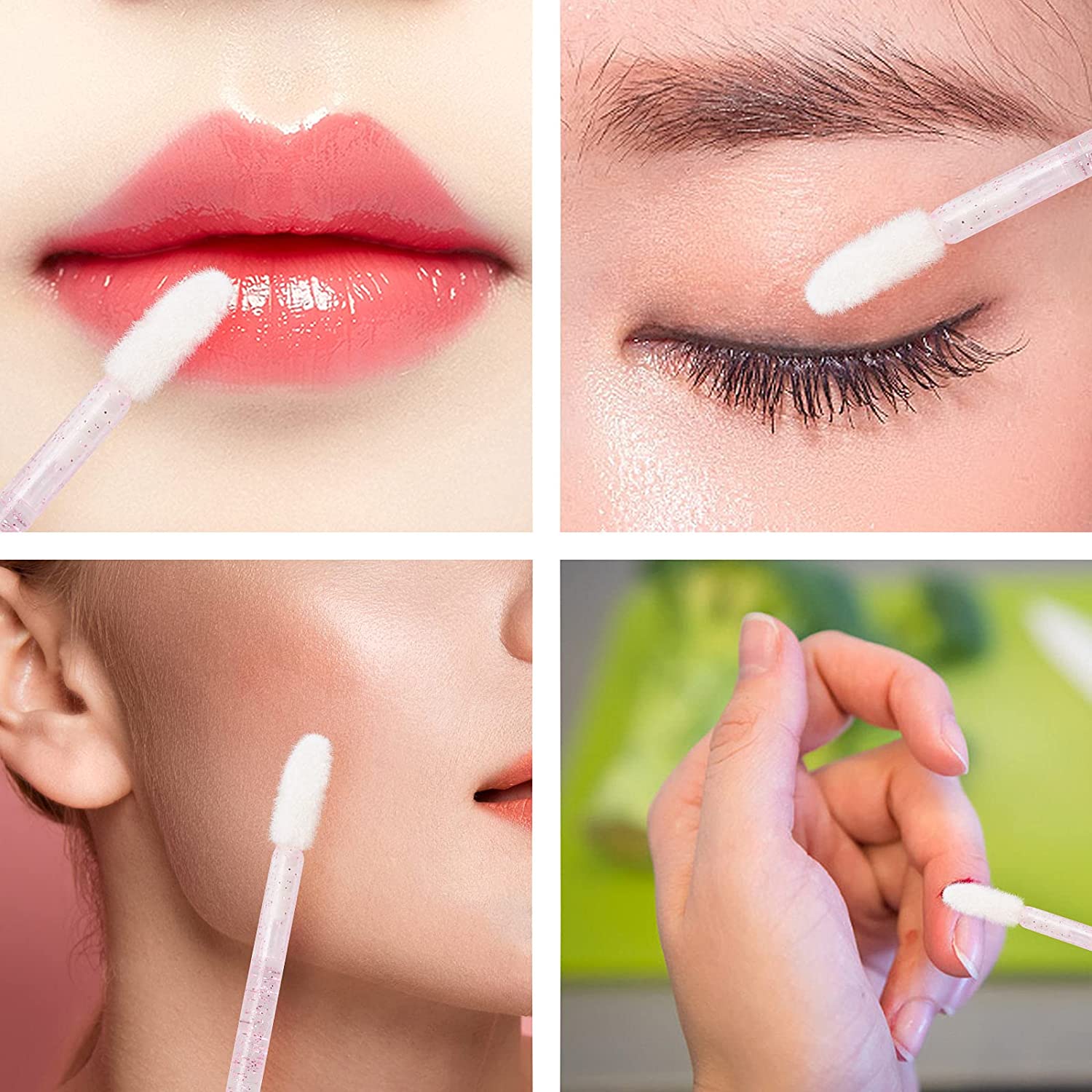 Tbestmax 300 Disposable Mascara Wand and Lipstick Applicator Wands with Plastic Organizer Box, 4 Col