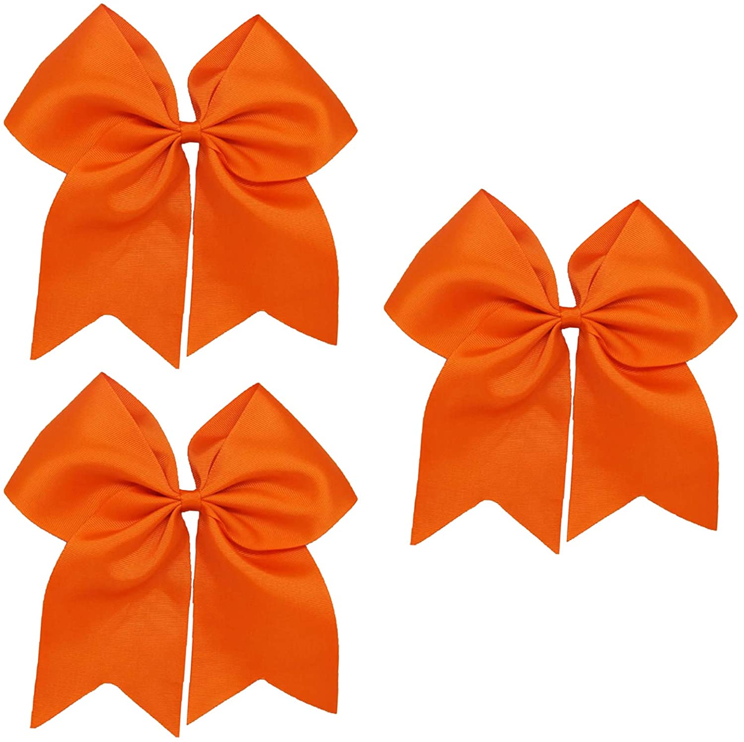 Kenz Laurenz Cheer Bows Orange Cheerleading Softball - Gifts for Girls and Women Team Bow with Ponyt