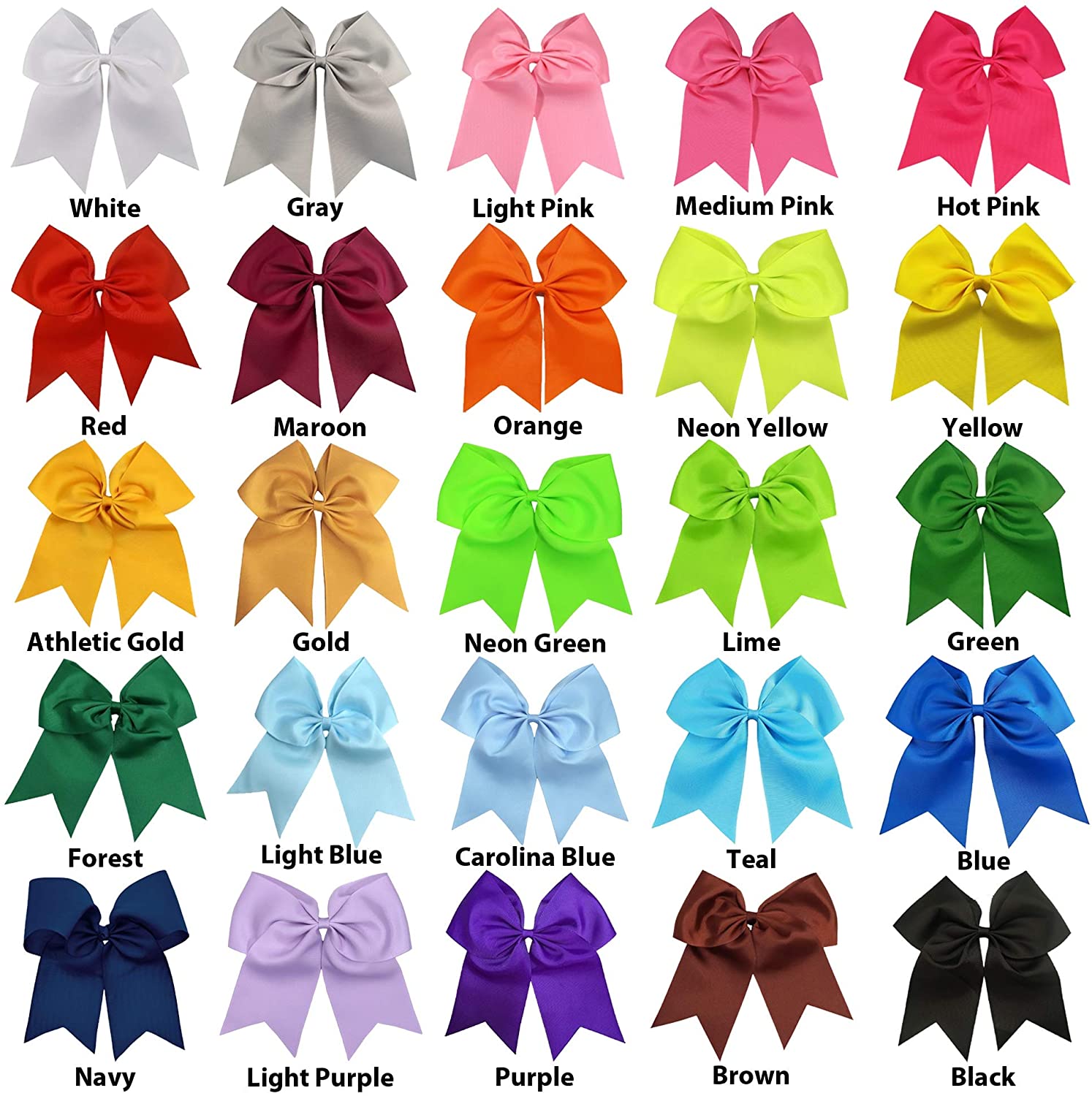 Kenz Laurenz Cheer Bows Orange Cheerleading Softball - Gifts for Girls and Women Team Bow with Ponyt