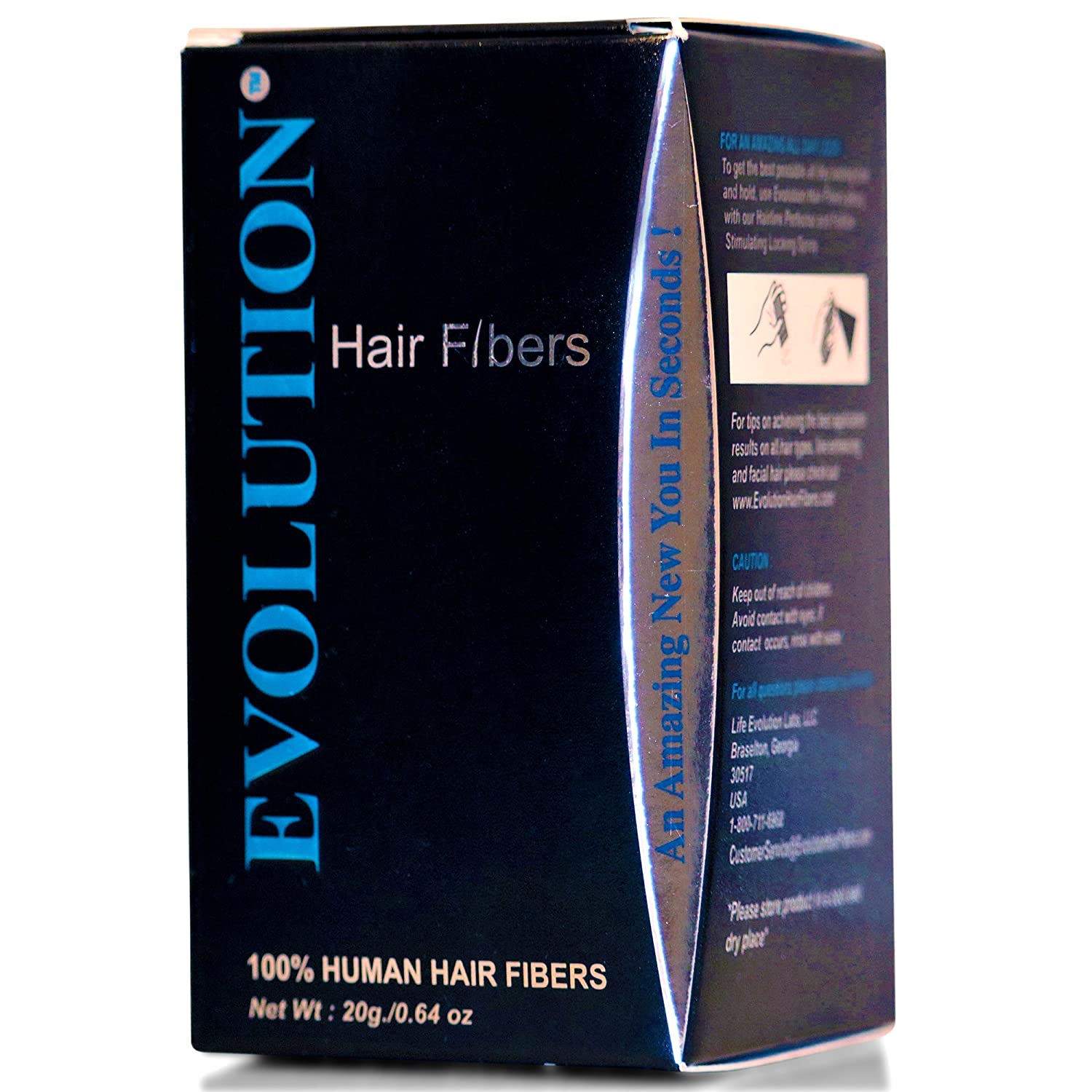 Evolution Hair Fibers -100% Human Hair Fibers - Deluxe 20g Light Brown - For Men & Women - Conceal T
