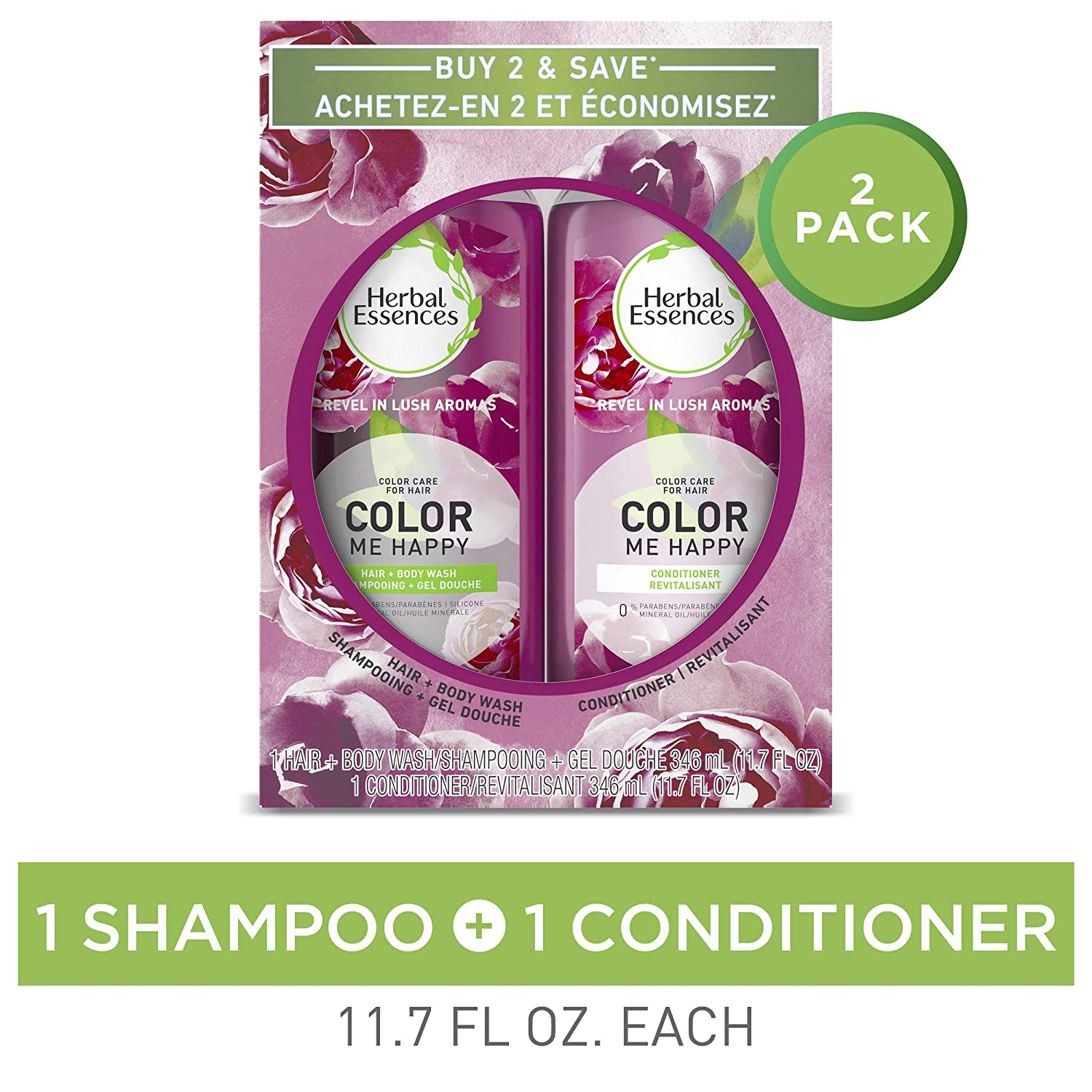 Herbal Essences Color Me Happy Shampoo & Conditioner Bundle Pack, 6.329 Fl Oz