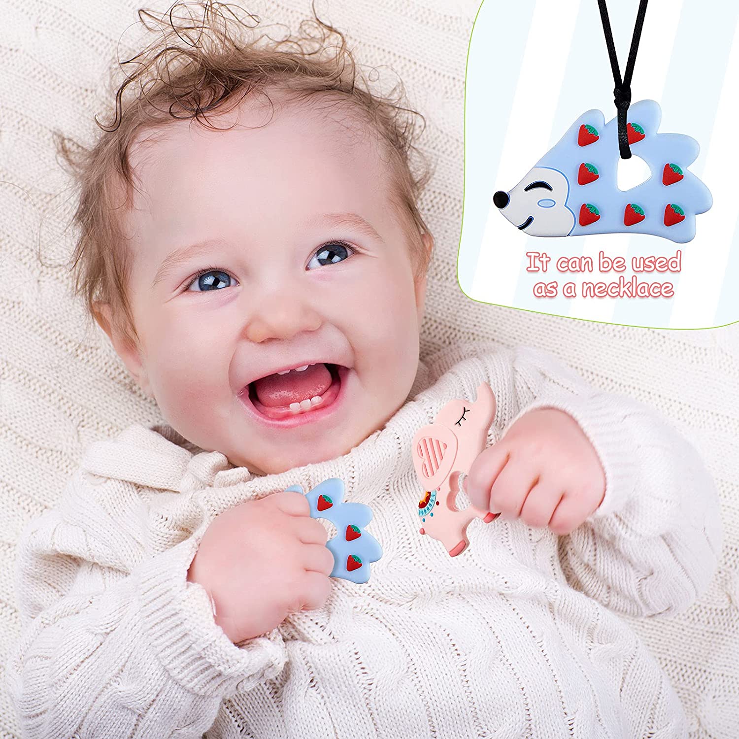 Nuanchu 4 Pieces Baby Teething Toys Animal Silicone Teethers for 0-6/6-12 Months Baby Teethers Eleph