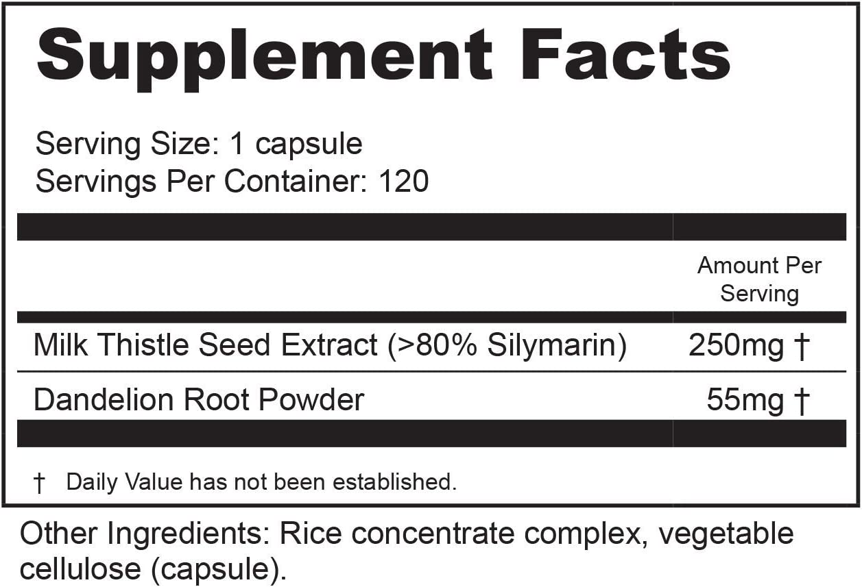 BioActive Nutrients Liver Support Supplement - Milk Thistle Extract & Dandelion Root - Liver Health
