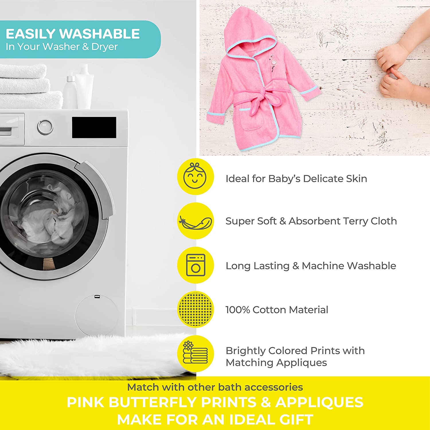 Spasilk 100% Cotton Hooded Terry Bathrobe with Booties \xe2\x80\x94 Baby Girl Gifts \xe2\x80\x94 Bab