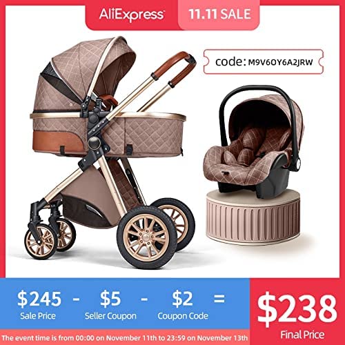 WNY Baby Stroller Fashion Baby Stroller 3 in 1 Folding Prams Portable Travel Baby Carriage Luxury Le