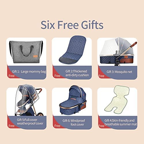 WNY Baby Stroller Fashion Baby Stroller 3 in 1 Folding Prams Portable Travel Baby Carriage Luxury Le