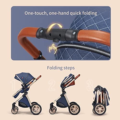 WNY Baby Stroller Fashion Baby Stroller 3 in 1 Folding Prams Portable Travel Baby Carriage Luxury Le