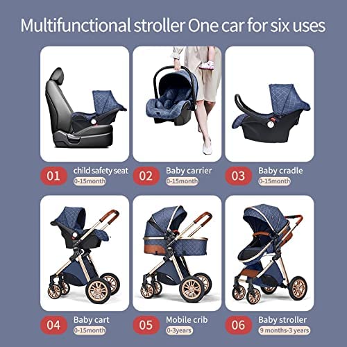 WNY Baby Stroller Fashion Baby Stroller 3 in 1 Folding Prams Portable Travel Baby Carriage Luxury Le