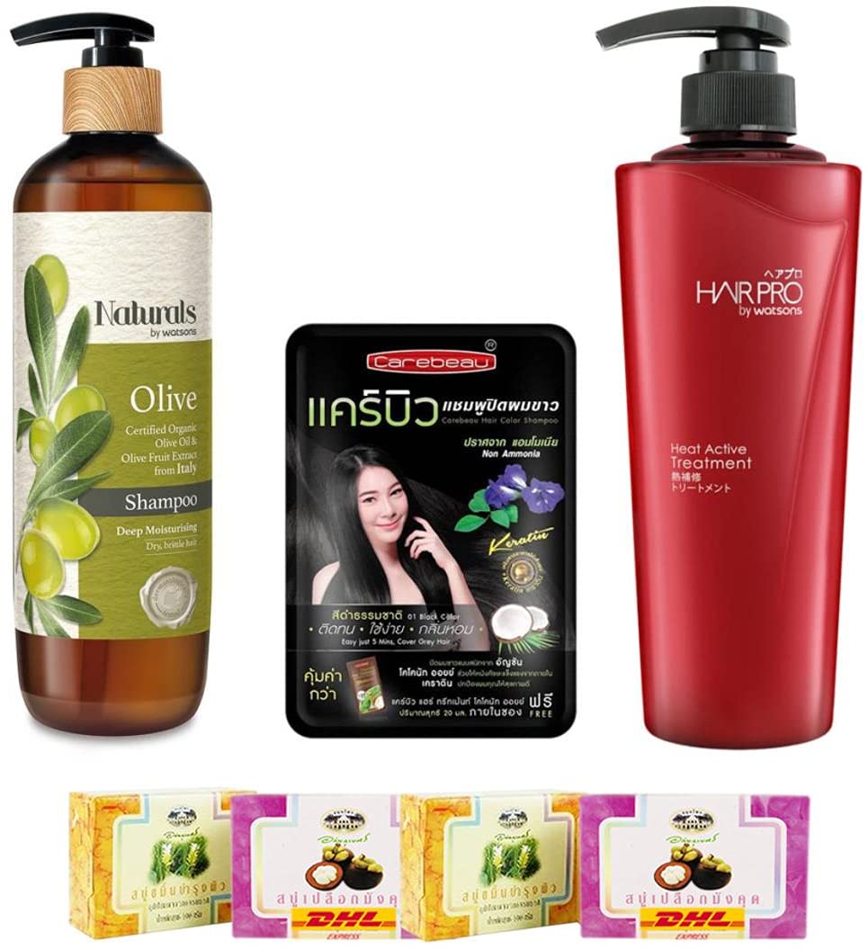Set A63 Natural by Watsons Olive Shampoo 490ml Hair Pro by Watsons Heat Active DHL EXPRESS By Thaigi