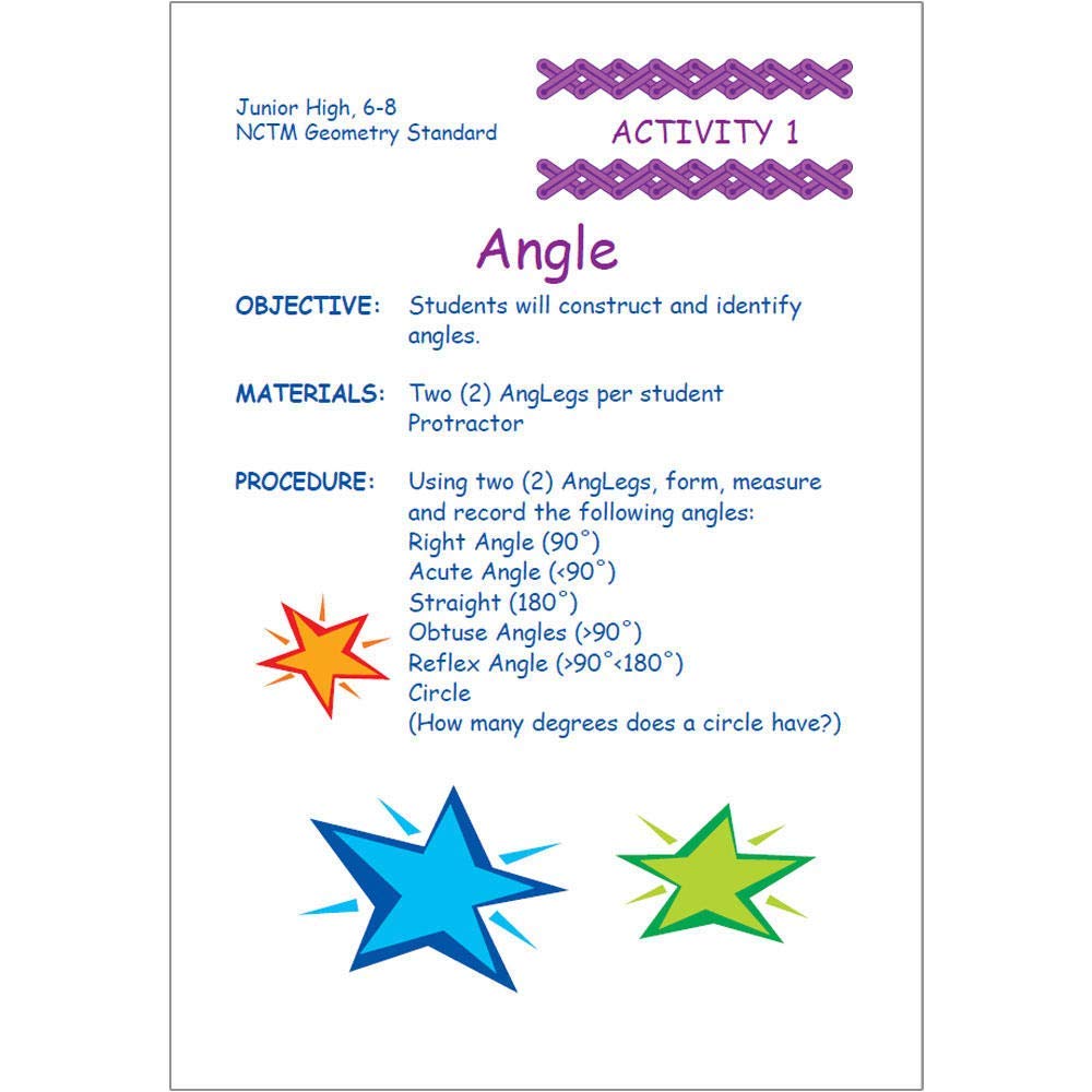 hand2mind AngLegs Classroom Kit with Protractors, Explore Angles, Shapes, and Geometry, Triangle Geo