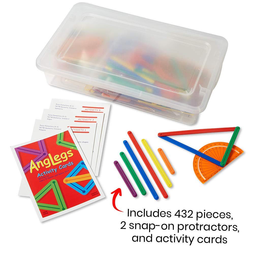hand2mind AngLegs Classroom Kit with Protractors, Explore Angles, Shapes, and Geometry, Triangle Geo
