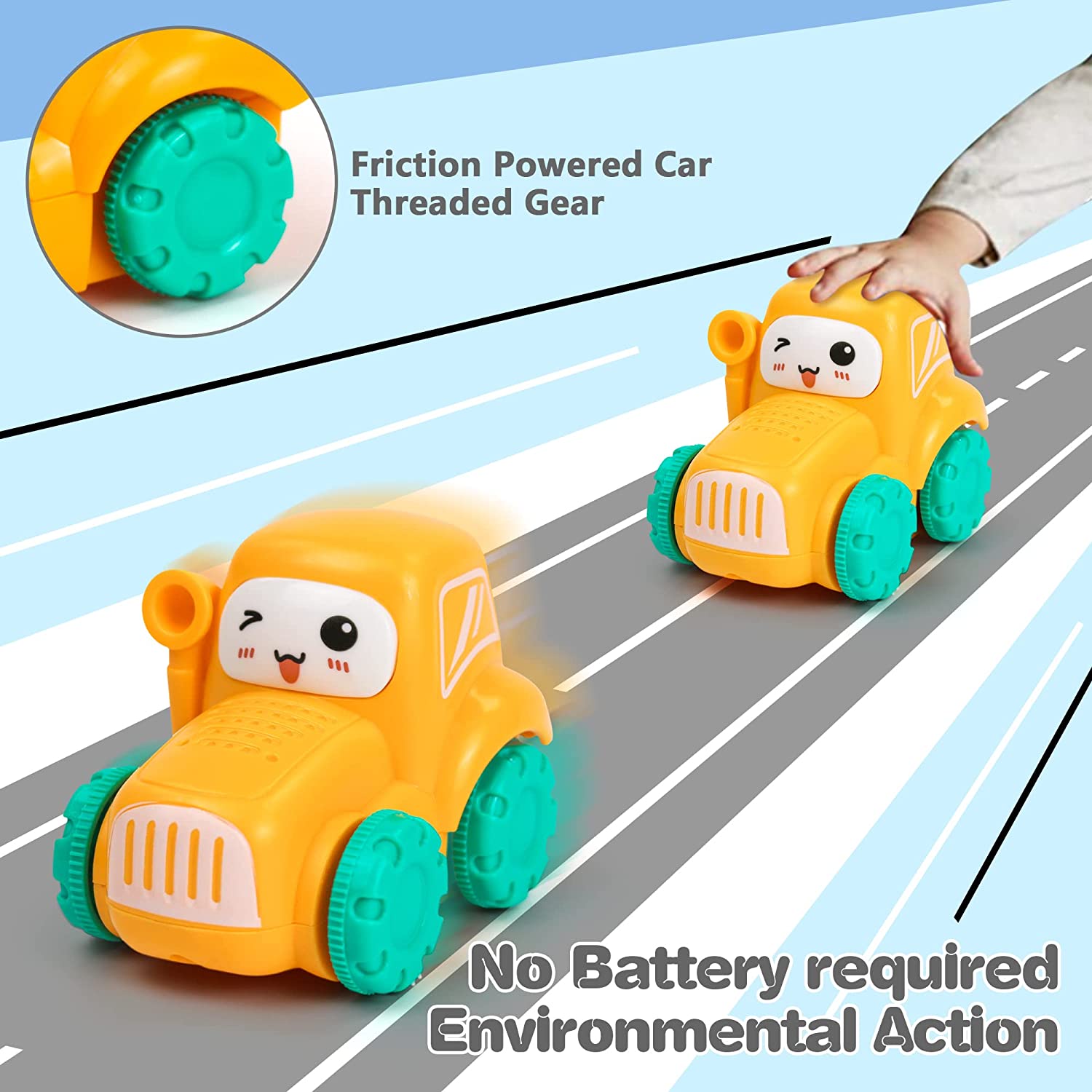 Bamamon Baby Car Toy Sets with Play Mat/Storage Bag , Toys for 1 2 3 Year Old Boys Girls Baby Fricti