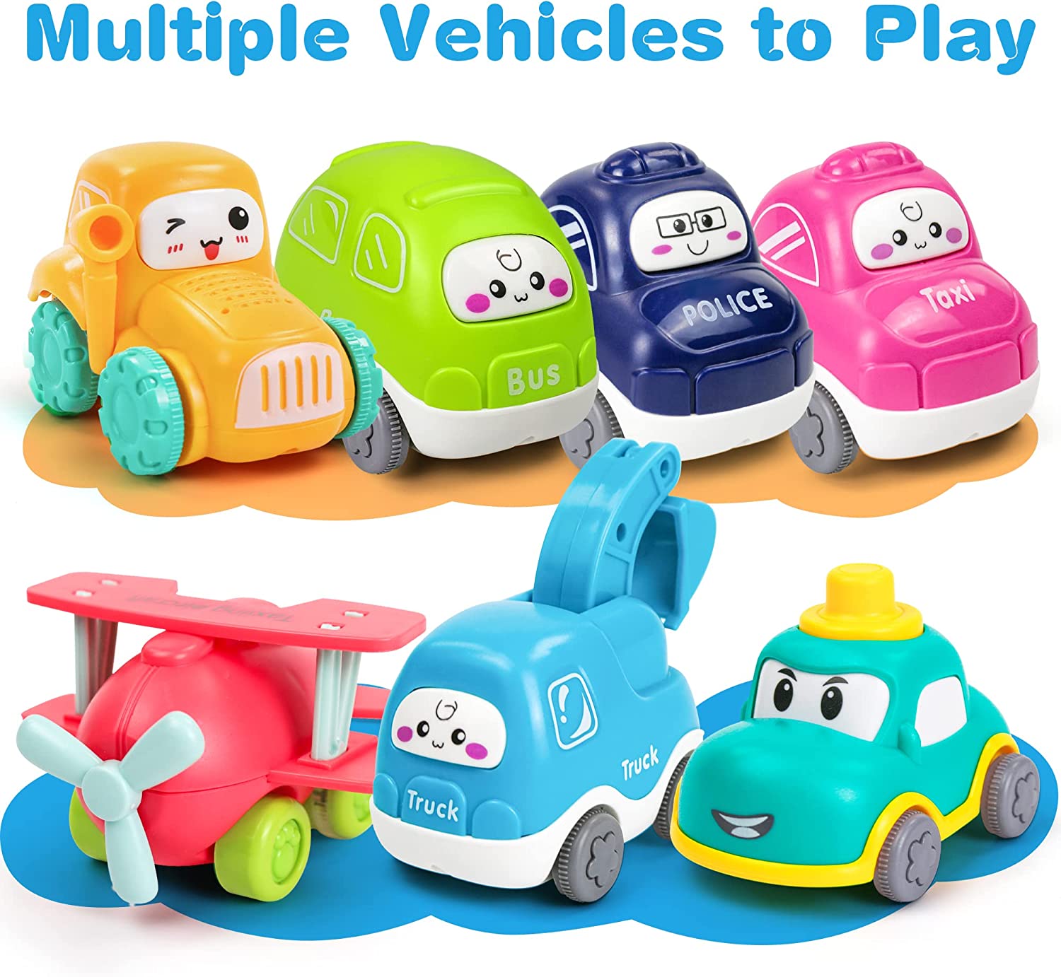 Bamamon Baby Car Toy Sets with Play Mat/Storage Bag , Toys for 1 2 3 Year Old Boys Girls Baby Fricti