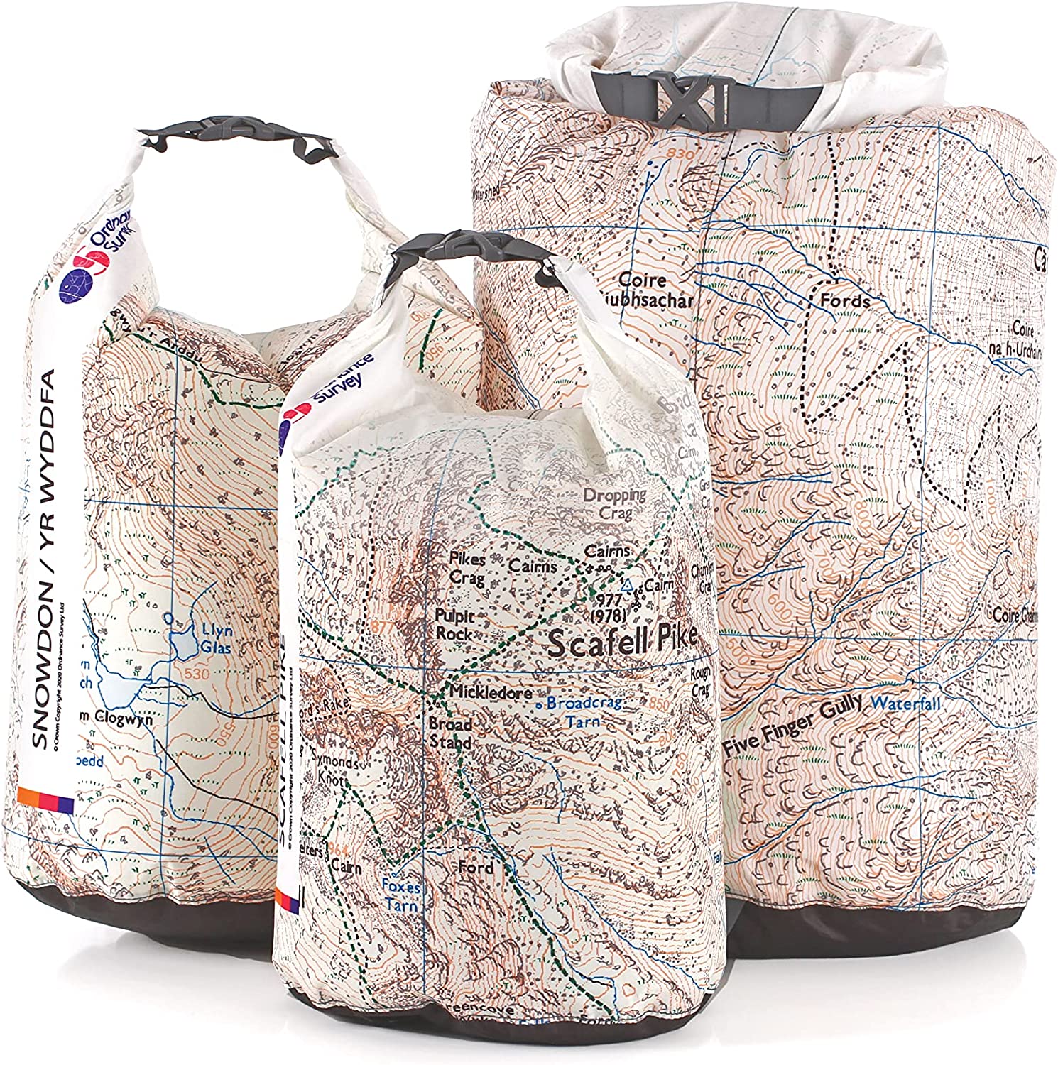 Ordnance Survey 3-Peaks Print Ultralight Dry Bag Multi-Pack with Fully Taped Seams - Scafell Pike (5