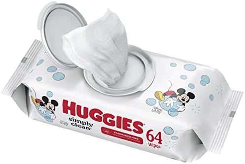 Baby Wipes, Unscented, Huggies Simply Clean Fragrance-Free Baby Diaper Wipes, 1 Flip-Top Pack (64 Wi
