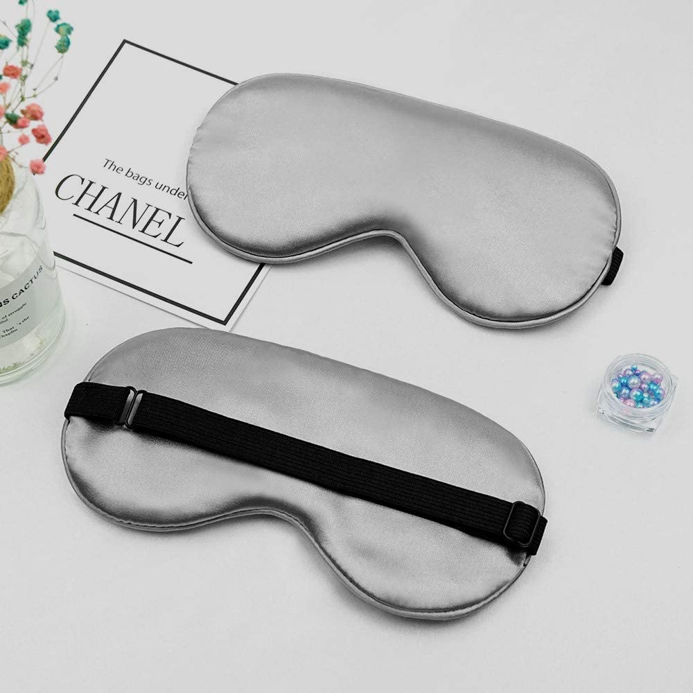 Silk sleeping eye blindfold with the same color storage bag, double-layer silk filled eye mask and e