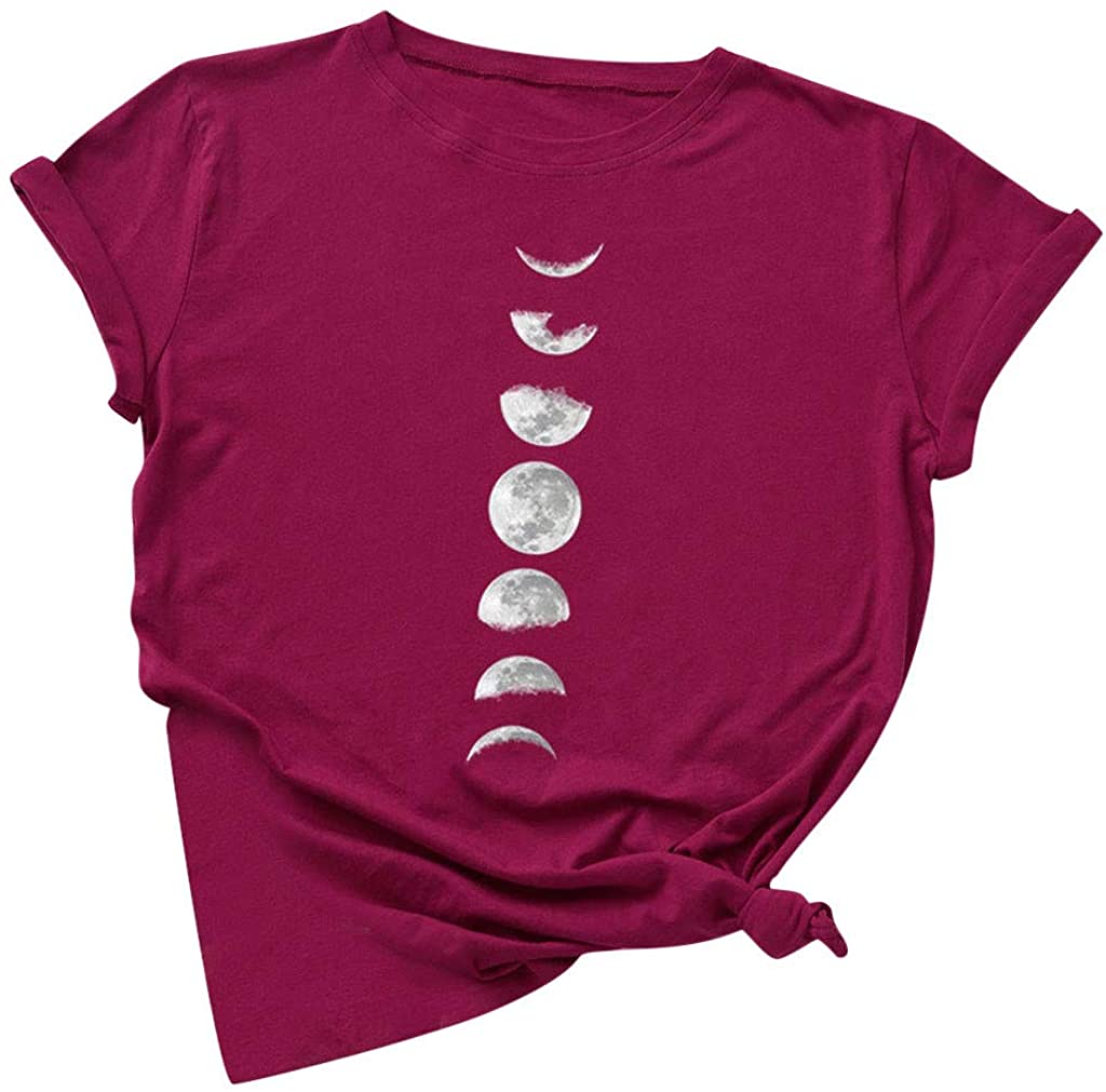 Dosoop Women Summer Print Short Sleeve T-Shirt Casual Tunic Tops Graphic Blouse Plus Size Loose Tee 