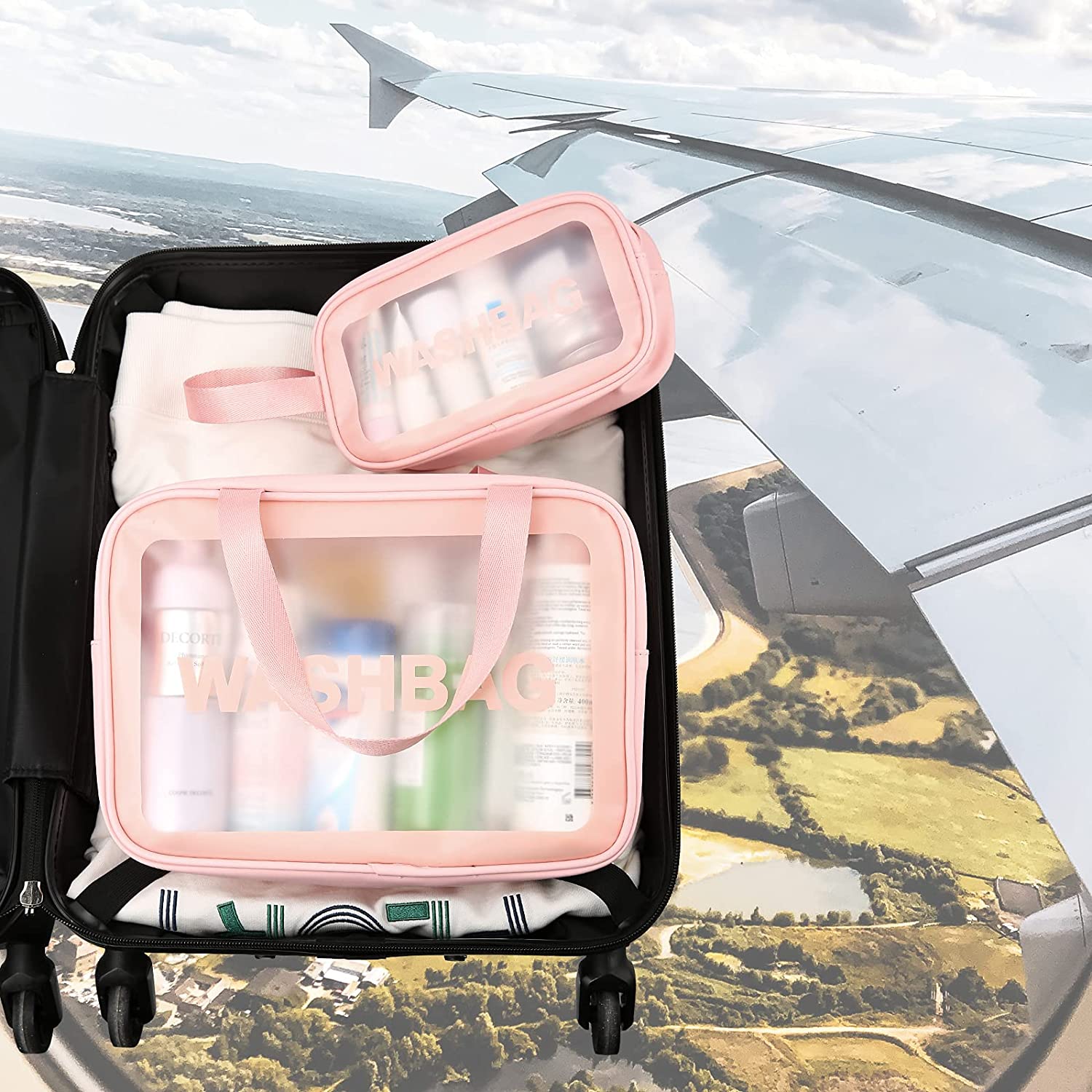 TABITORA Toiletry Carry Pouch Portable Makeup Bag Organizing Makeup Bag Organizer Case Waterproof Pi