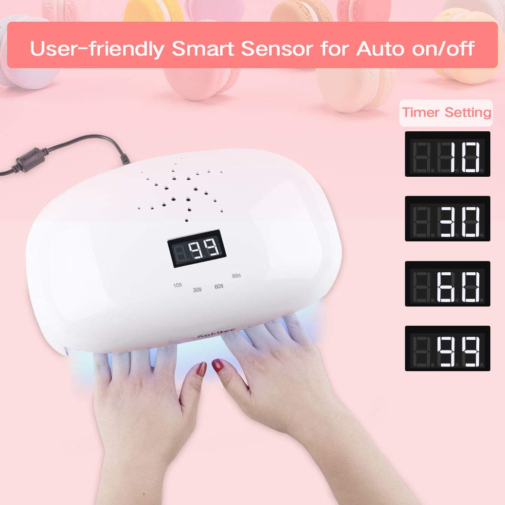 Aokitec 78W UV LED Nail Lamp, Professional Nail Dryer for Gel Polish Fits Fingernail & Toenail, Nail