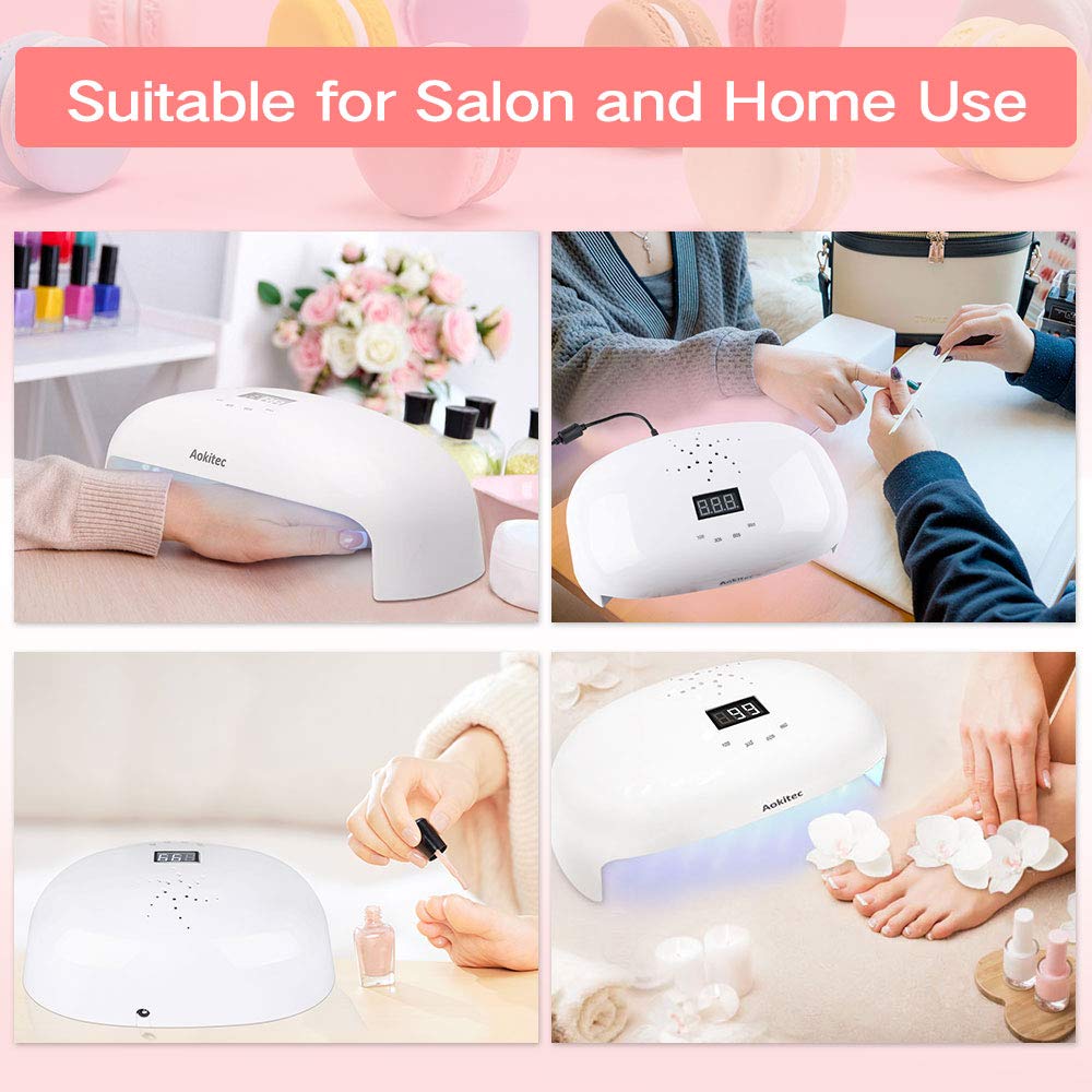 Aokitec 78W UV LED Nail Lamp, Professional Nail Dryer for Gel Polish Fits Fingernail & Toenail, Nail