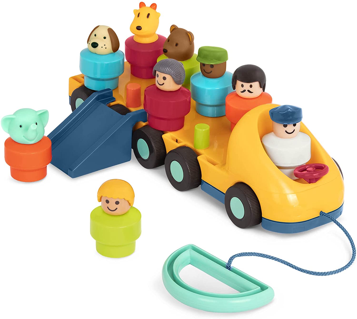 Battat – Spinning Bus – Developmental Pull Toy with Accessories for Toddlers – Bus Toy with Mo