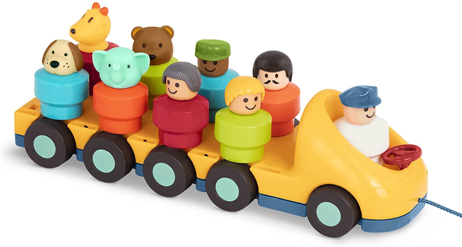 Battat – Spinning Bus – Developmental Pull Toy with Accessories for Toddlers – Bus Toy with Mo