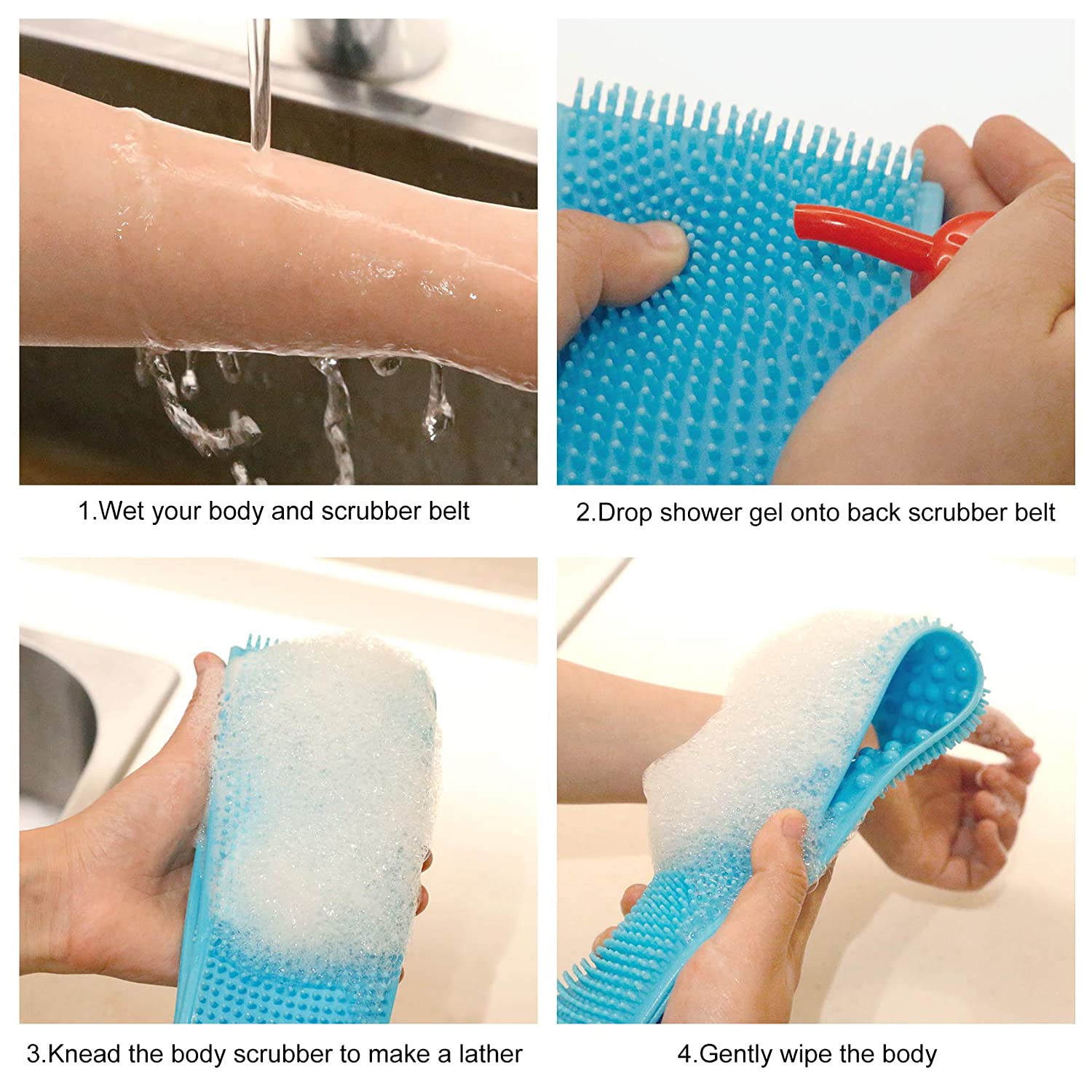 AFSTEE Silicone Back Scrubber for Shower, Silicone Bath Body Brush, Easy Clean for Skin Exfoliation