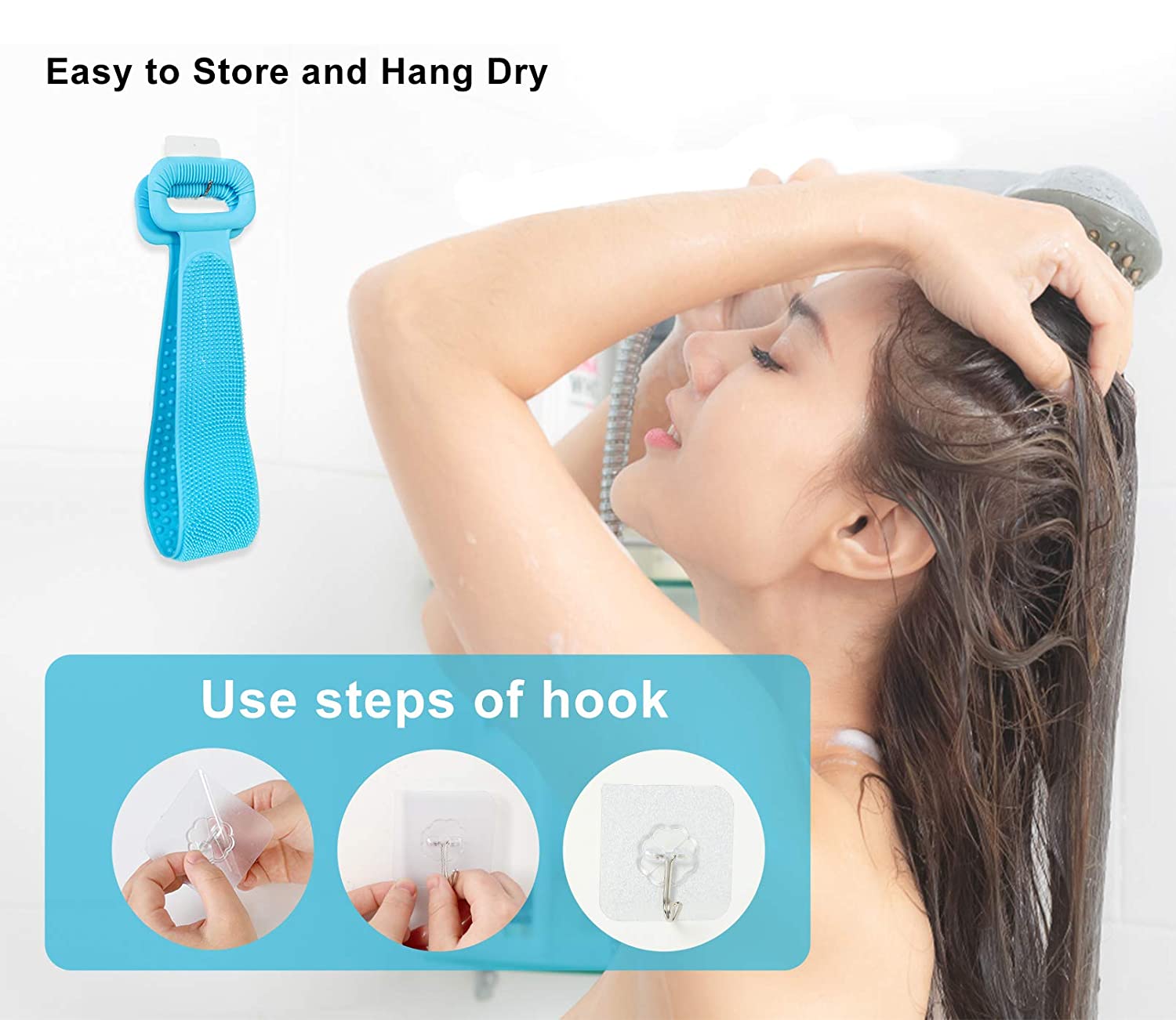 AFSTEE Silicone Back Scrubber for Shower, Silicone Bath Body Brush, Easy Clean for Skin Exfoliation