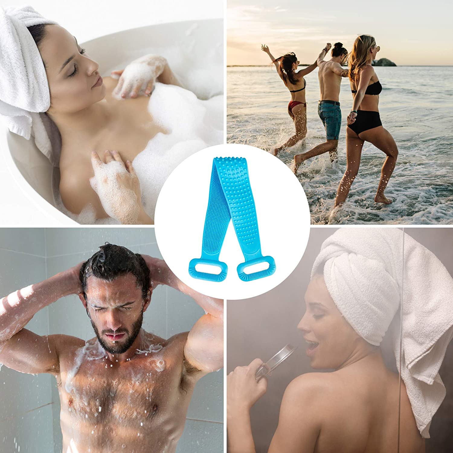 AFSTEE Silicone Back Scrubber for Shower, Silicone Bath Body Brush, Easy Clean for Skin Exfoliation