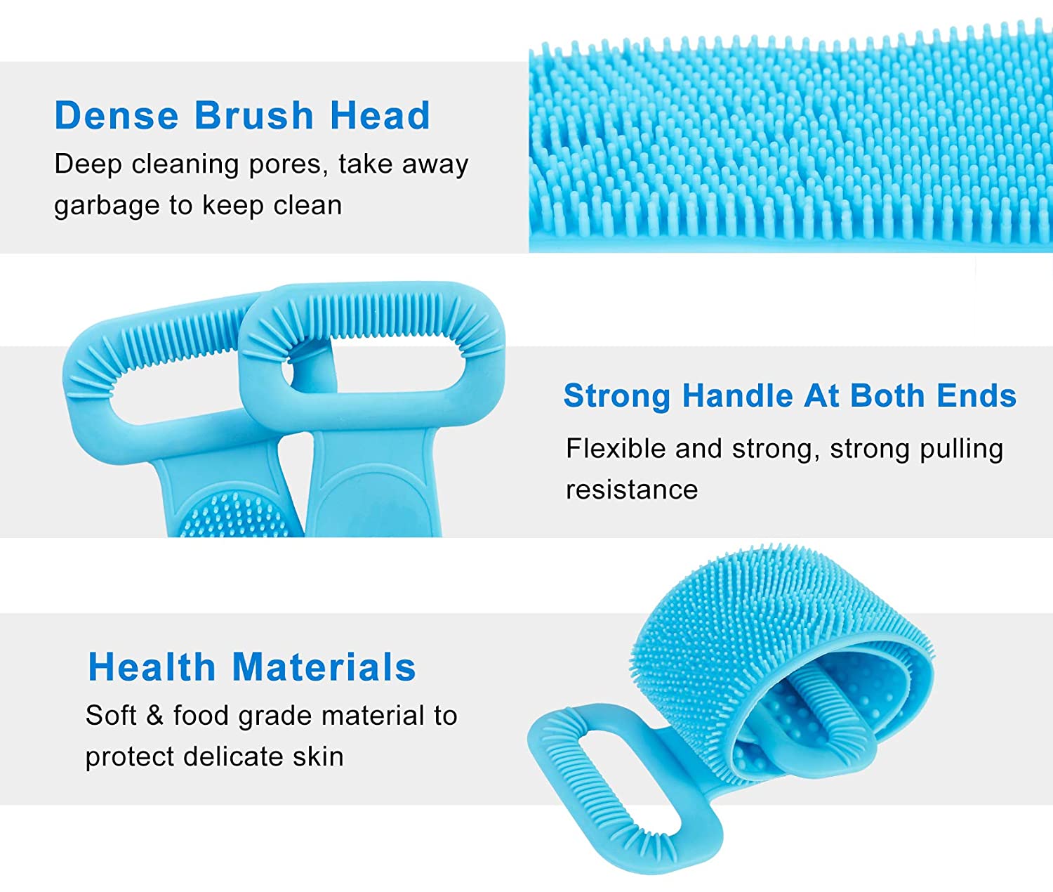 AFSTEE Silicone Back Scrubber for Shower, Silicone Bath Body Brush, Easy Clean for Skin Exfoliation