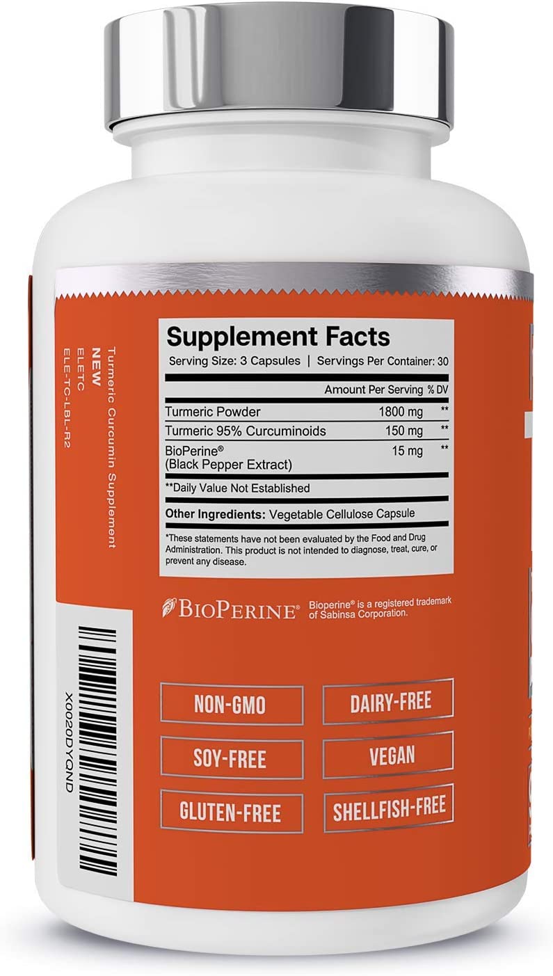 Turmeric Curcumin - Joint, Heart & Brain Support - with Bioperine for Increased Absorption - Essenti