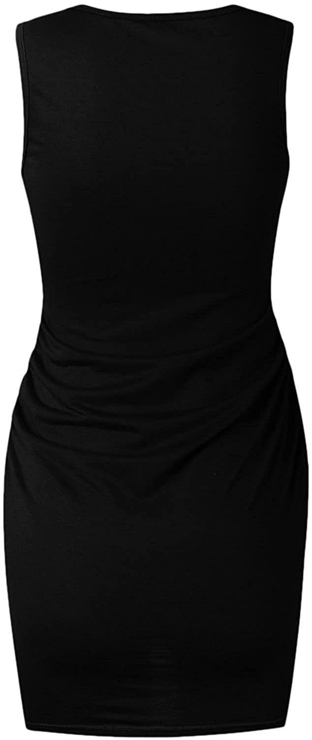WYTong Women Casual Crew Neck Ruched Sleeveless Tank Bodycon 2021 Shirt Short Mini Dresses Summer Dr