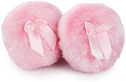 pulabo Durable and Useful Pink Round Bow Plush Puff Baby Cotton Body Puff Baby Special Tweezers Puff