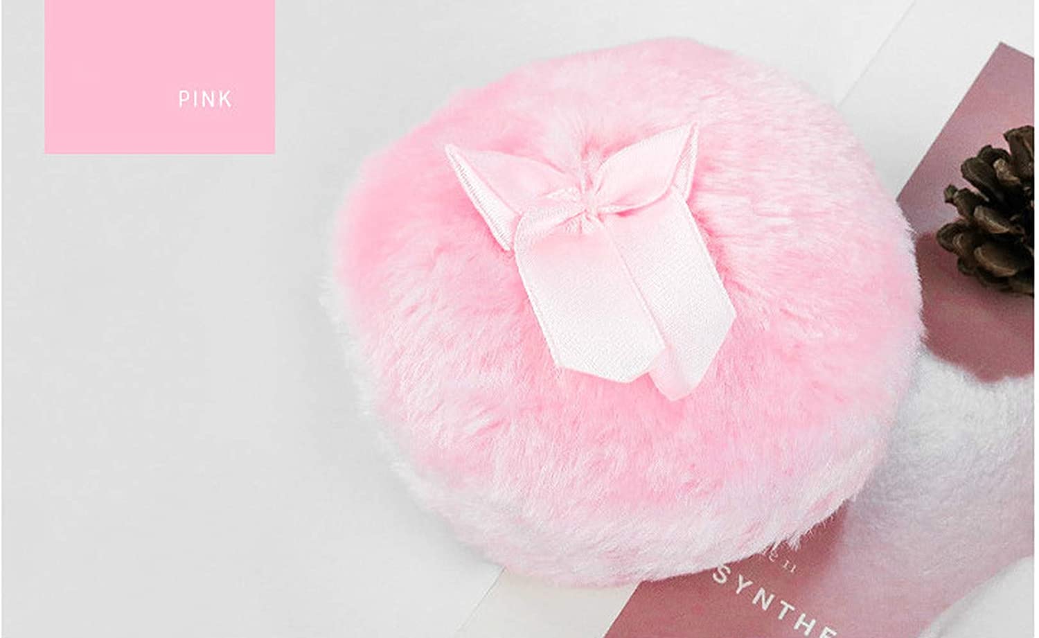 pulabo Durable and Useful Pink Round Bow Plush Puff Baby Cotton Body Puff Baby Special Tweezers Puff