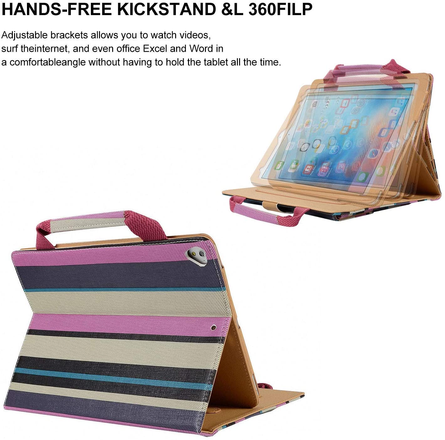 iPad 2 Case Cover, TechCode Synthetic Leather Protective Case Travel Sleeve Multi-Angle Stand Cover